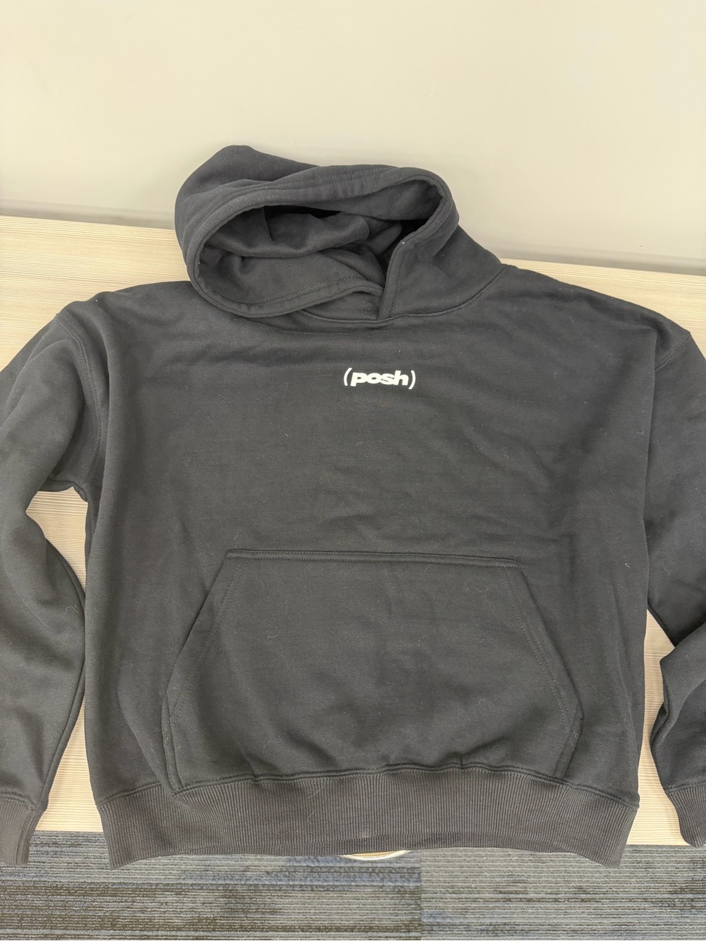 Posh Black Hoodie with White Logo